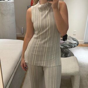 House of Harlow 1960 Beige Striped Sleeveless Set